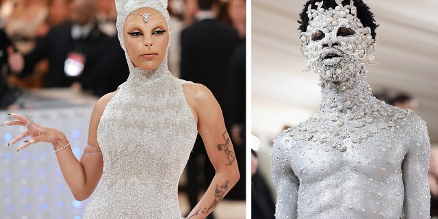 Doja Cat used facial prosthetics for cat-like features and Lil Nas X goes naked under glitter at Met Gala