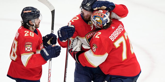 Sergei Bobrovsky celebrates