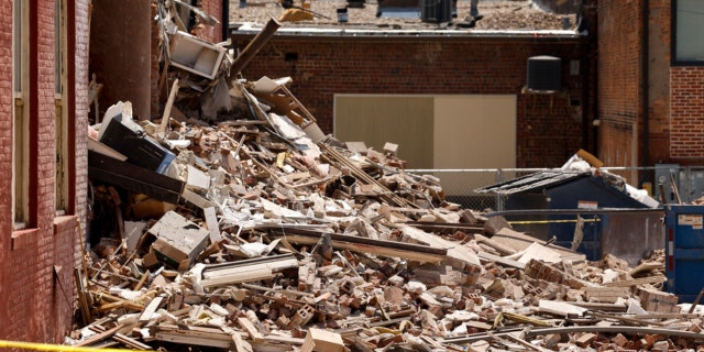 Debris from Davenport, Iowa, building collapse
