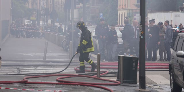 Firefighters respond to explosion in Milan, Italy