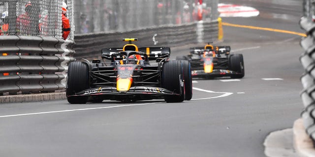 Sergio Pérez durante una carrera