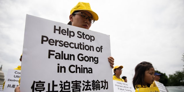 Falun Gong protesters at the U.S. Capitol in 2018