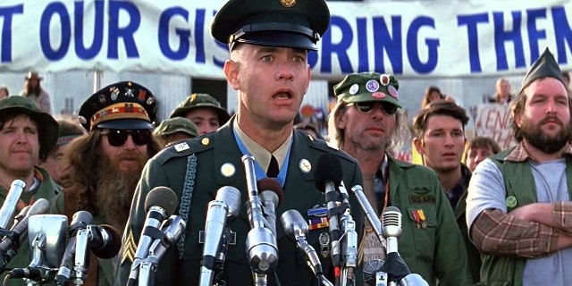 Forrest Gump speaking at a rally