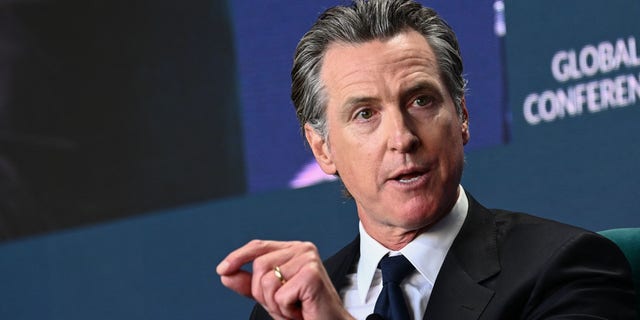 California Governor Gavin Newsom speaks at a conference