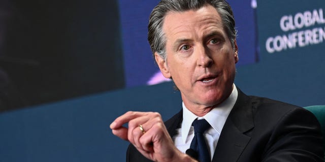 California Governor Gavin Newsom speaks at a conference