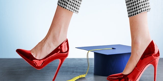 woman wearing red high heels