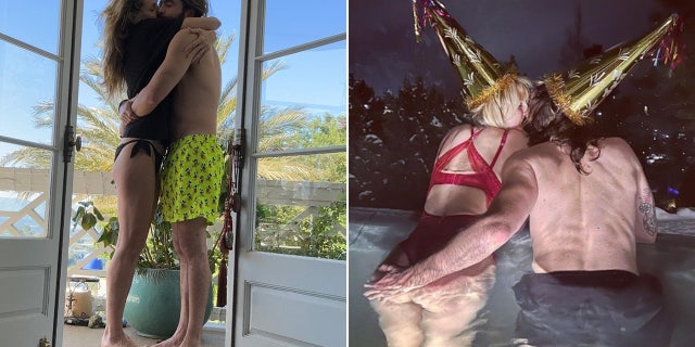Heidi Klum and her husband kissing
