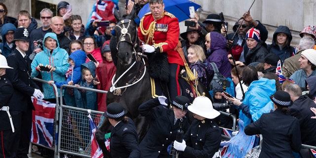 Horse backing into the barricade