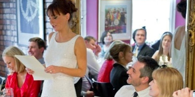 woman delivering speech vows wedding