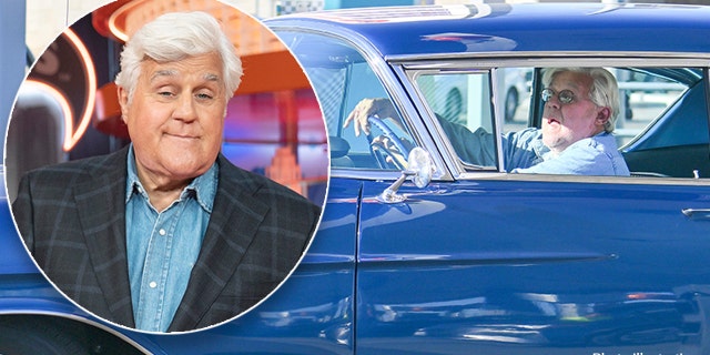 Jay Leno drives a classic blue car, stars on new Hot Wheels game show