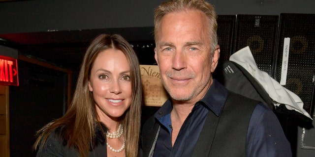 Kevin Costner attends red carpet with wife Christine.