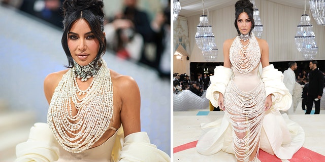 Kim Kardashian showed her shapewear with pearl dress at Met Gala