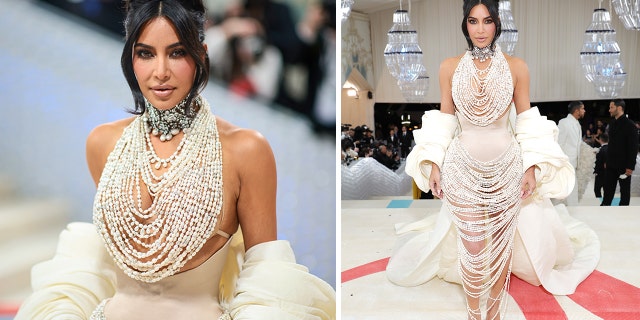 Kim Kardashian showed her shapewear with pearl dress at Met Gala