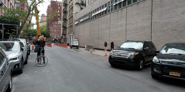 A former police academy building, which police have blocked from media, houses newly arrived migrants as city leaders declare the influx a ‘crisis situation’ on May 05, 2023 in New York City.