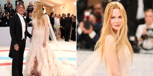 Keith Urban dons a tuxedo while Nicole Kidman wears whimsical pink Chanel gown to Met Gala