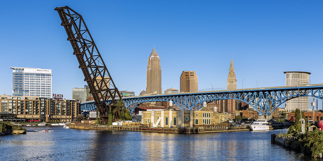 Cleveland, Ohio, skyline seen from river