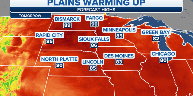 High temperatures for Plains