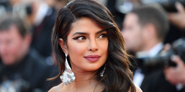 Priyanka Chopra with her hair around her face