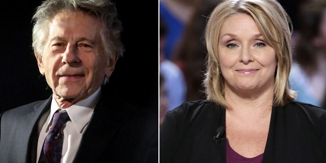 Roman Polanski and Samantha Geimer wear suits in separate television appearances