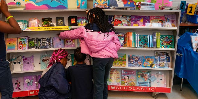 students at book store