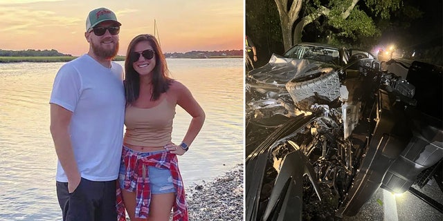 The victims and the crash scene after bride killed in golf cart crash
