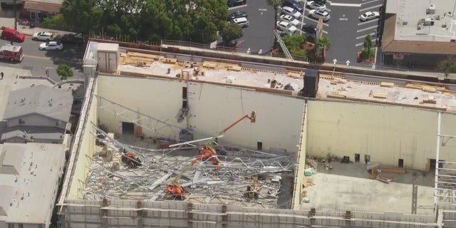Wide-shot of Glendale construction collapse