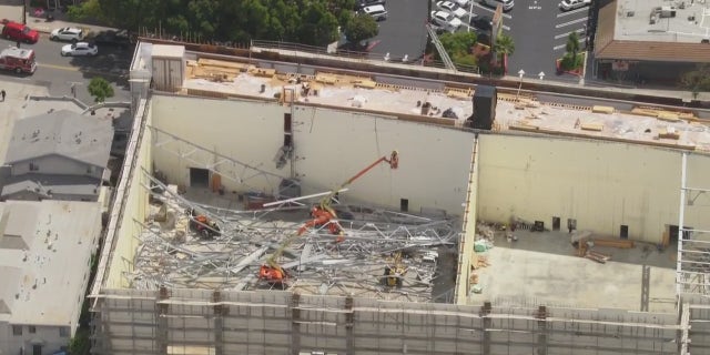 Wide-shot of Glendale construction collapse