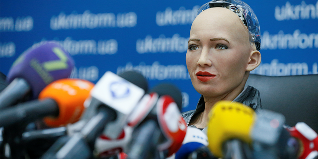 Sophia the robot in Ukraine