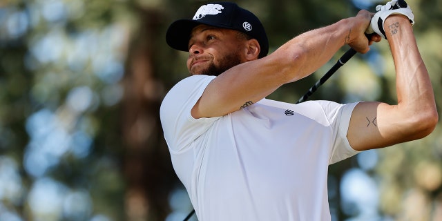 Steph Curry playing golf.