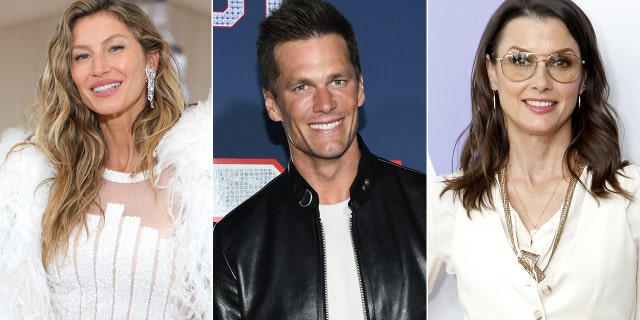 Gisele Bündchen at the Met Gala in a white feathery outfit smiles on the carpet split Tom Brady in a black leather jacket on the red carpet for 80 For Brady split Bridget Moynahan on the red carpet in white wearing glasses