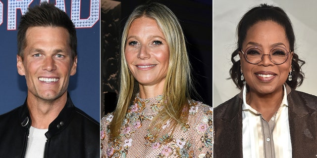 Tom Brady, Gwyneth Paltrow and Oprah Winfrey smile on the red carpet.