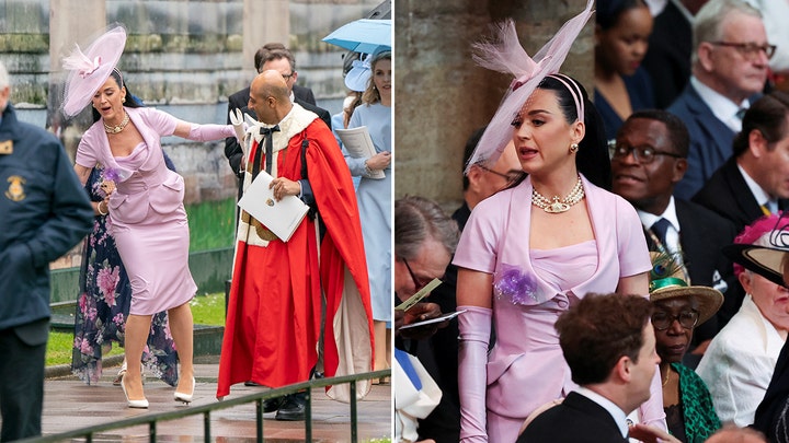 Katy Perry struggles to find seat during Coronation of King Charles