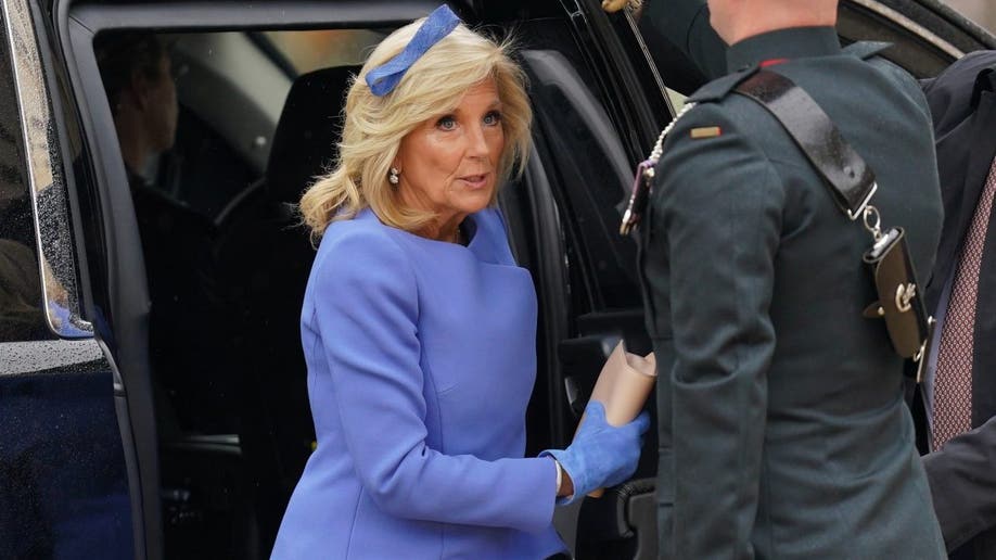 First Lady of the United States, Dr Jill Biden arriving ahead of the coronation ceremony.