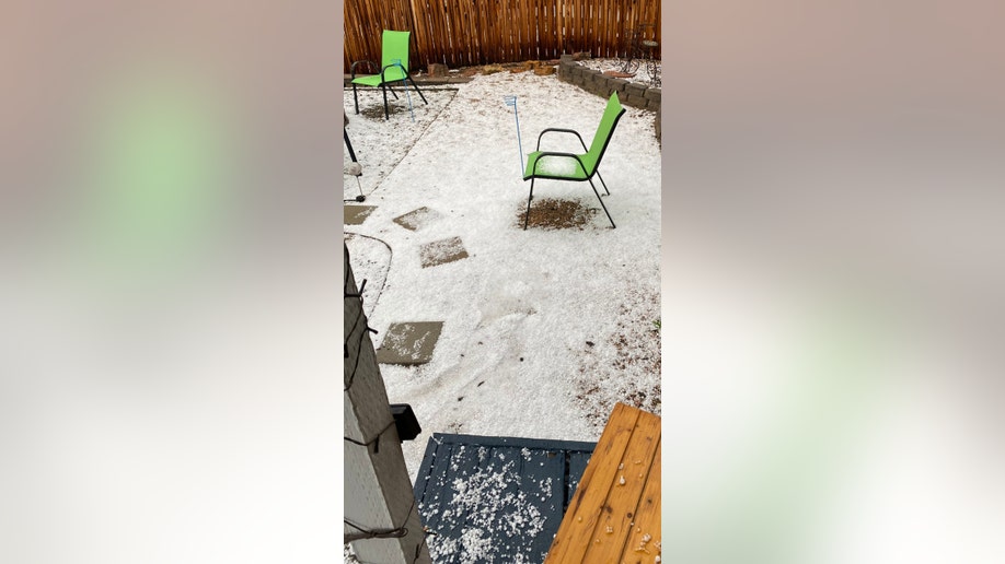 Hail in the yard of a Colorado house