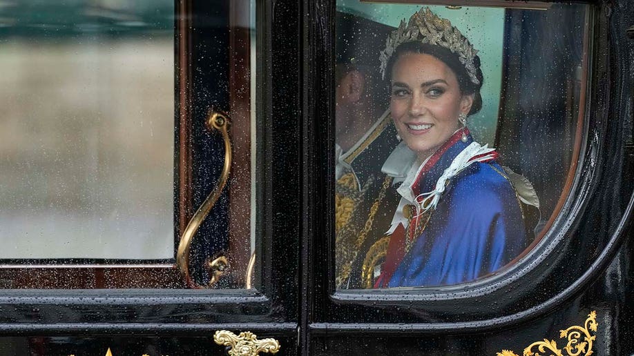 Kate, Princess of Wales departs Westminster Abbey after King Charles III's coronation ceremony.