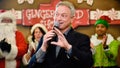 Actor/humanitarian Gary Sinise speaks at the Gary Sinise Foundation's Snowball Express Send-Off Celebration at LAX Airport on December 8, 2018 in Los Angeles, California.