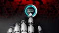 Robotic hand, presses the start button of the artificial intelligence. 3D illustration.
