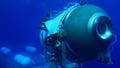 This file image provided by OceanGate shows the Titan submersible being launched from a platform.