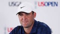 Scottie Scheffler of the United States speaks to the media during a press conference during a practice round prior to the 123rd U.S. Open Championship at The Los Angeles Country Club on June 13, 2023 in Los Angeles, California.