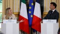 French President Emmanuel Macron hosted Italian Premier Giorgia Meloni on Tuesday at the presidential palace in Paris.
