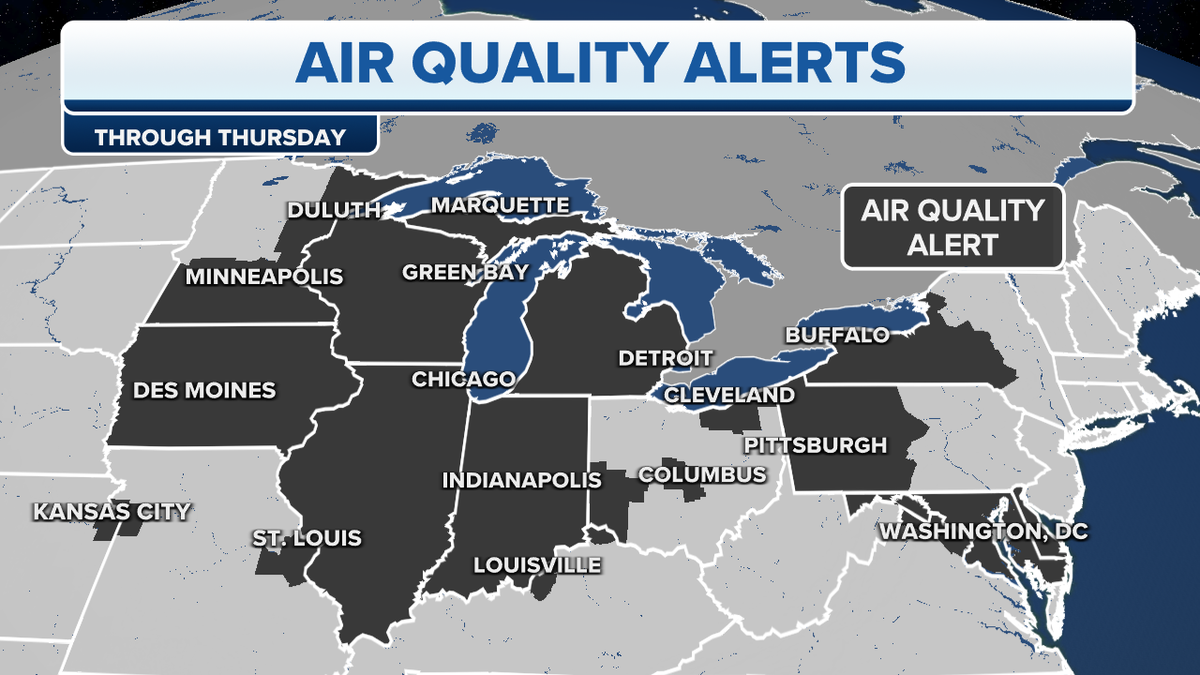 A map of air quality alerts