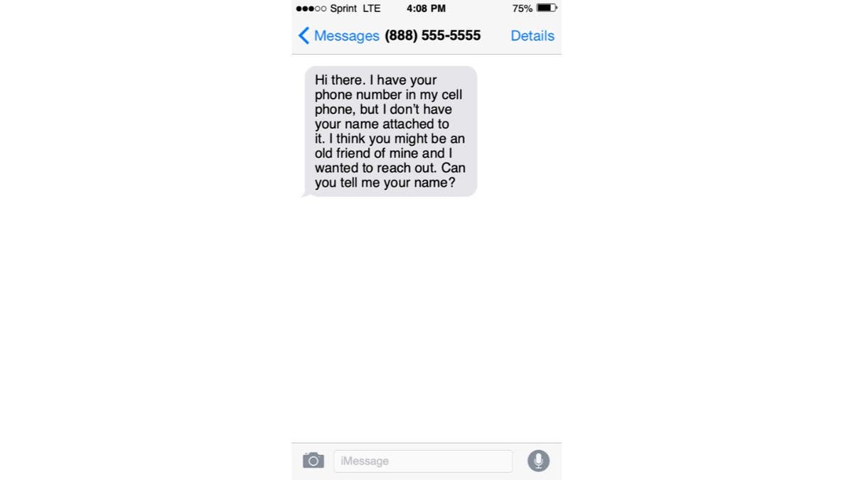 An example of a fake text prompting people to give their info.