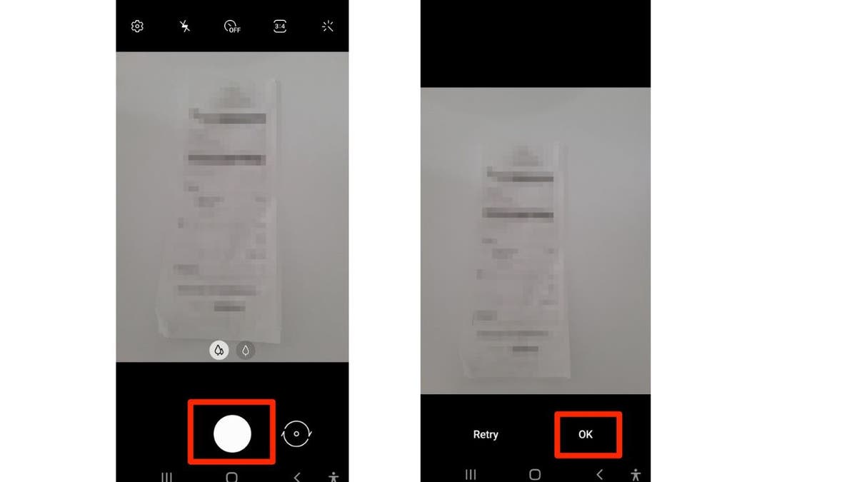 Screenshot of the open camera in Google Drive.