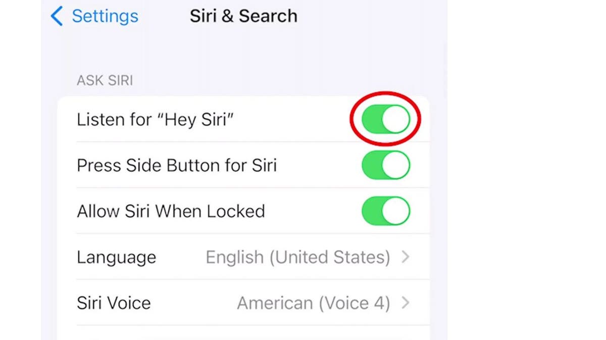 Siri settings in iPhone