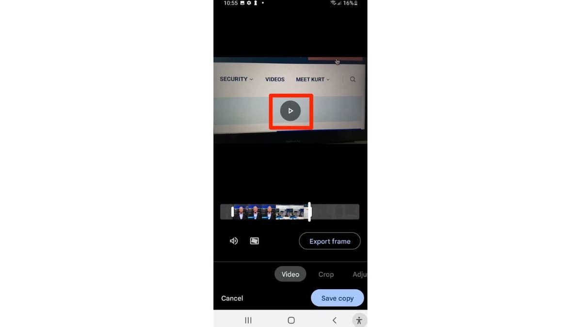 Screenshot of the video preview in Android.