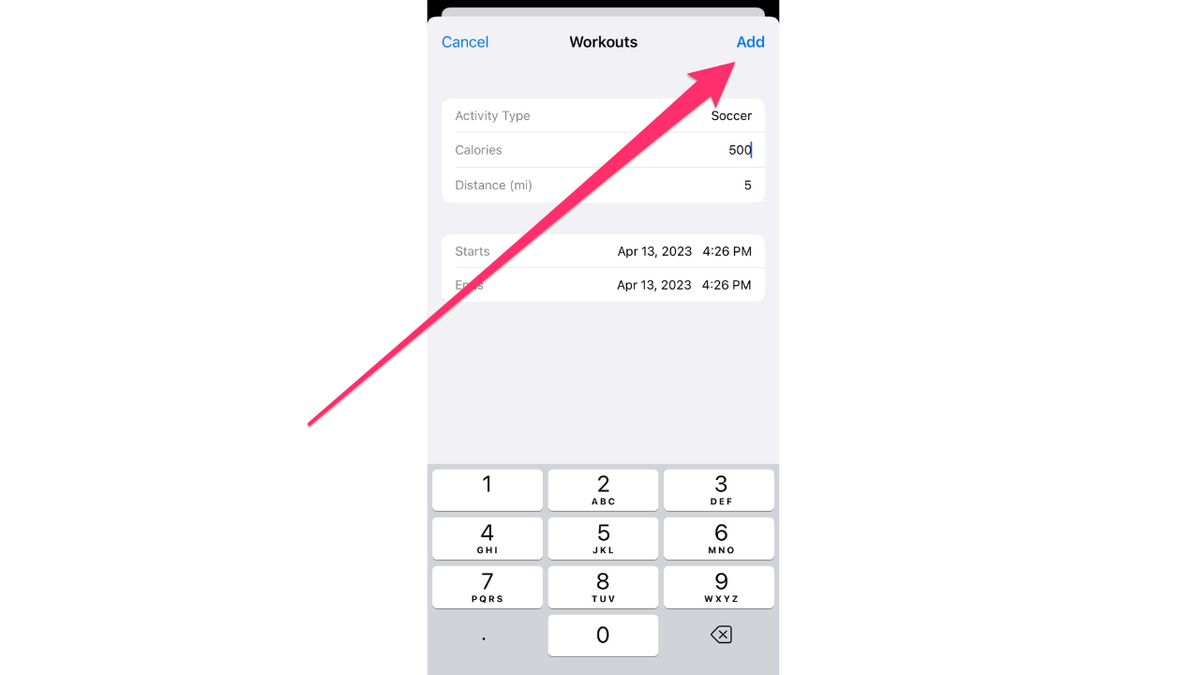 Adding missed workout deals to apple watch