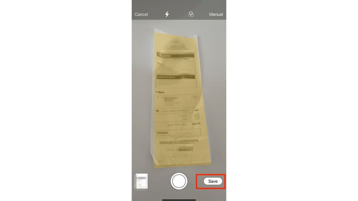 Screenshot of the camera screen on an iPhone.