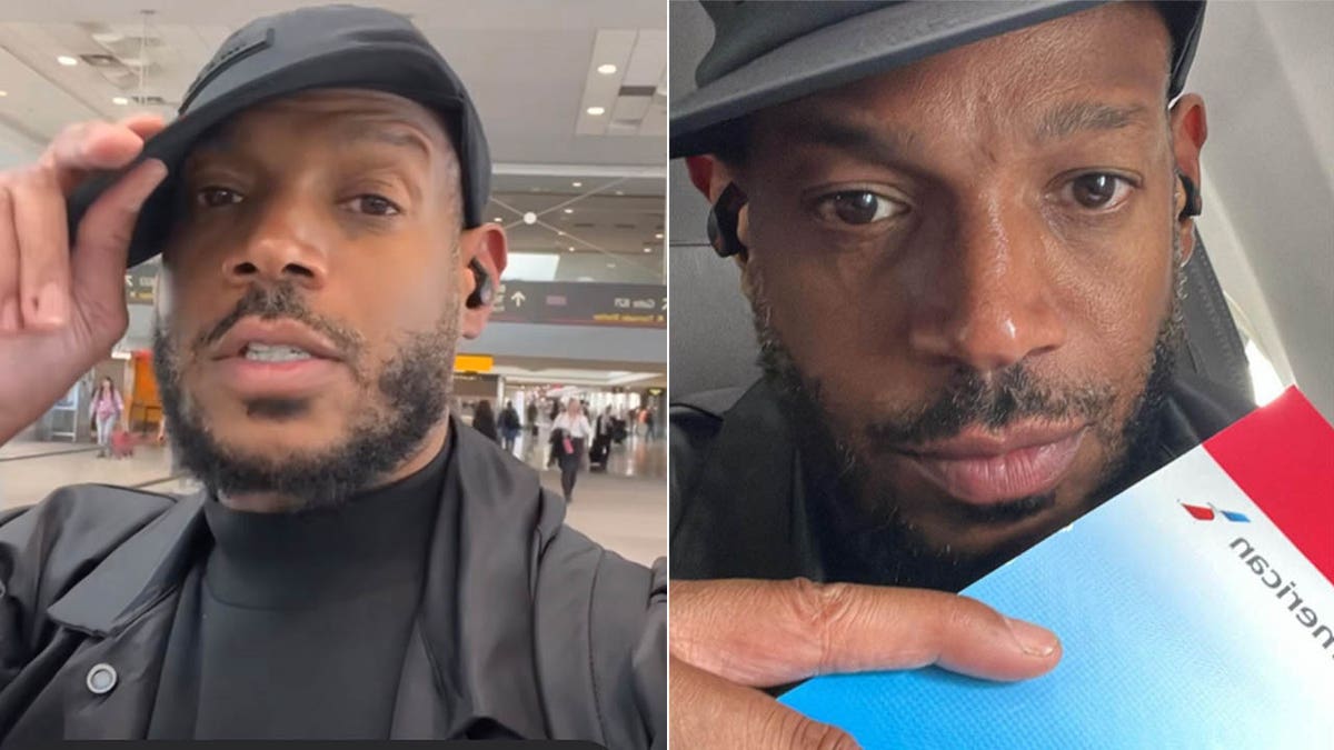 marlon wayans at airport marlan on plane holding ticket