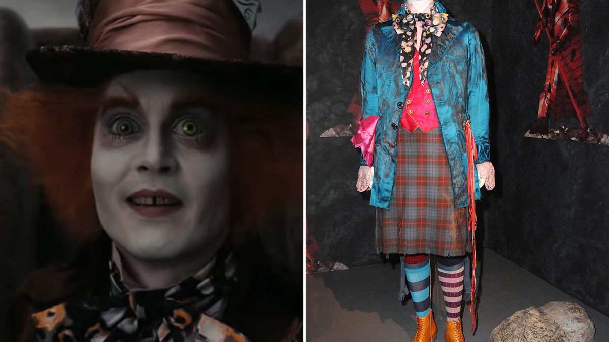 Johnny Depp as the Mad Hatter and his costume split