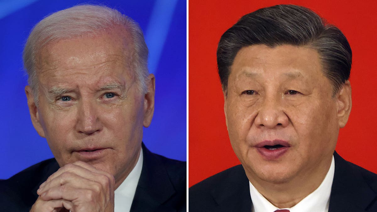 US President Joe Biden, left, and Chinese President Xi Jinping, right.